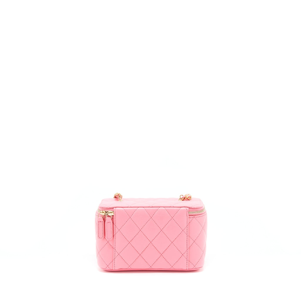 CHANEL 22S PEARL CRUSH LONG VANITY WITH CHAIN LAMBSKIN PINK GHW