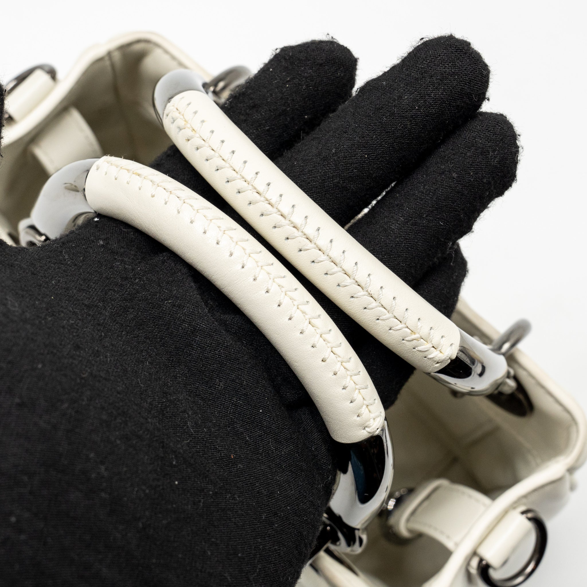 DIOR LADY 95.22 HANDBAG LAMBSKIN WHITE WITH BLACK HARDWARE