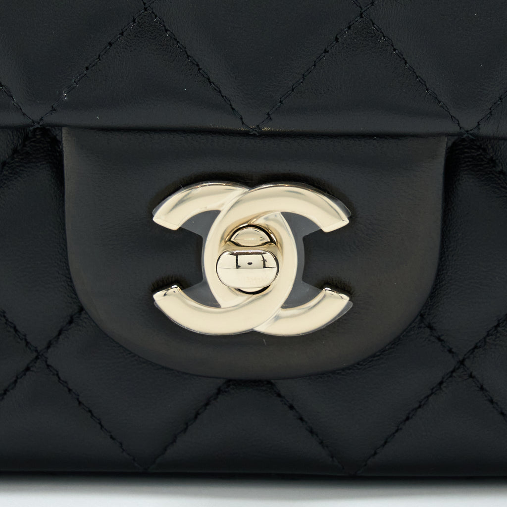 CHANEL MINI RECTANGULAR LAMBSKIN BLACK LGHW(MICROCHIP)