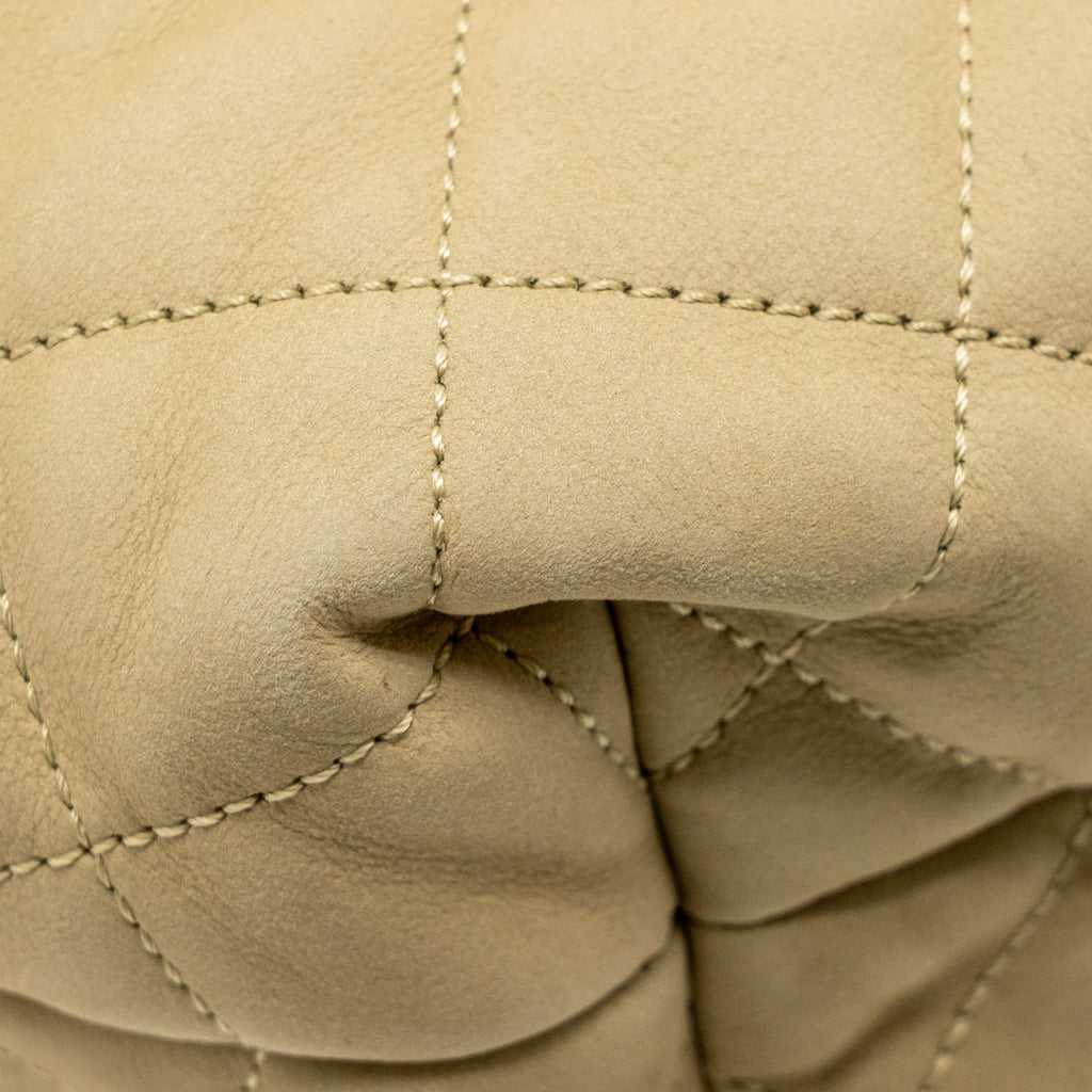 SAINT LAURENT/YSL ICARE MAXI QUILTED TOTE BAG NUBUCK SUEDE BEIGE GHW