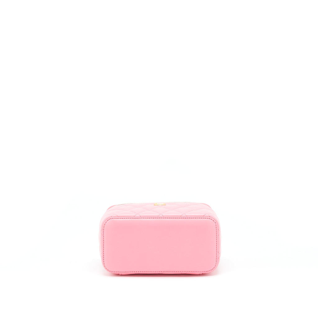 CHANEL 22S PEARL CRUSH LONG VANITY WITH CHAIN LAMBSKIN PINK GHW
