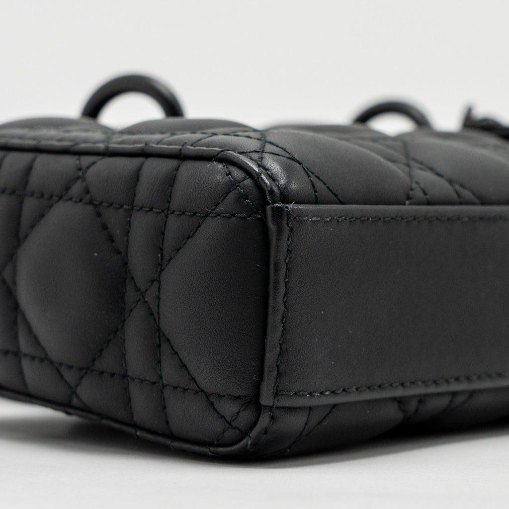 DIOR SMALL LADY D-JOY BAG BLACK ULTRAMATTE CALFSKIN SO BLACK