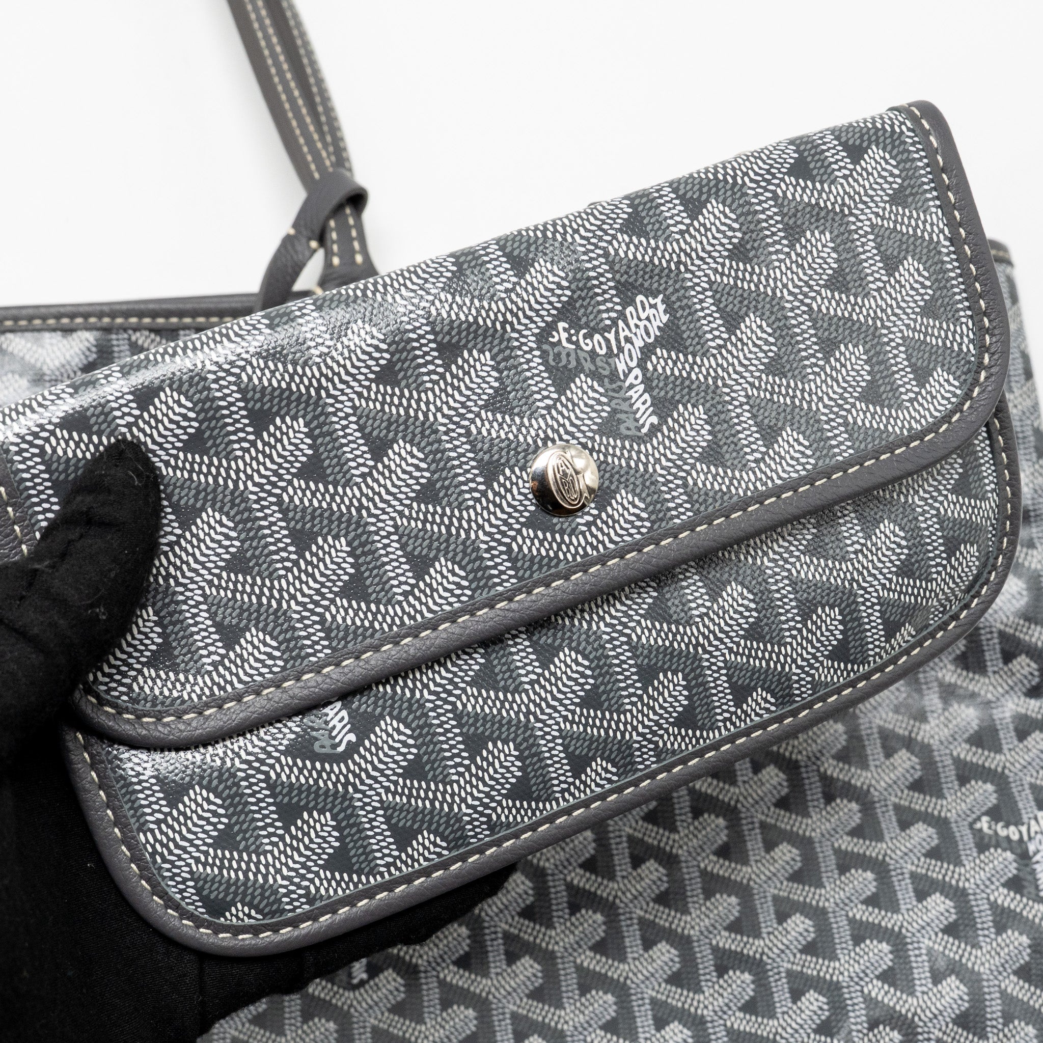 GOYARD SAINT LOUIS GM TOTE BAG GOYARDINE CANVAS / LEATHER GREY