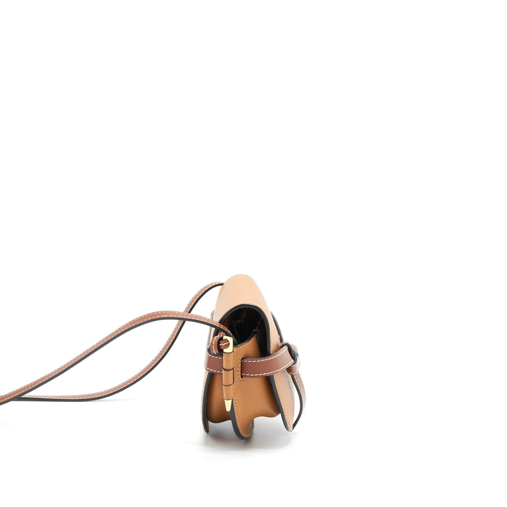 LOEWE MINI GATE BAG GRAIN CALFSKIN TAN GHW