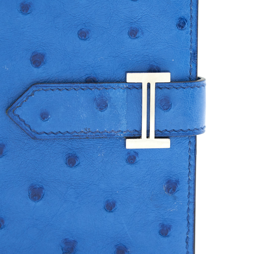 HERMES BEARN COMPACT WALLET OSTRICH 7Q MYKONOS
