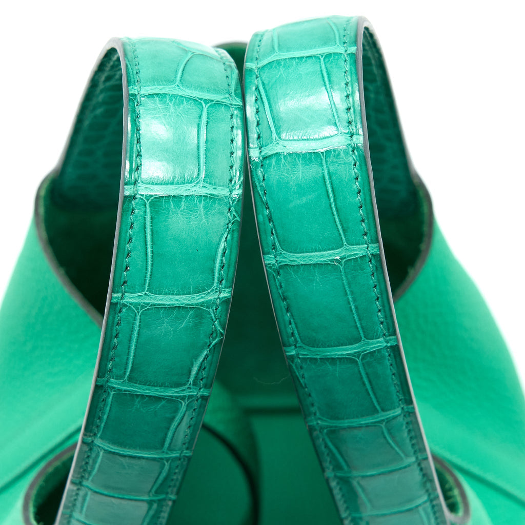 HERMES PICOTIN 18 LOCK BAG ALLIGATOR TOUCH CLEMENCE MENTHE/VERT JADE SHW