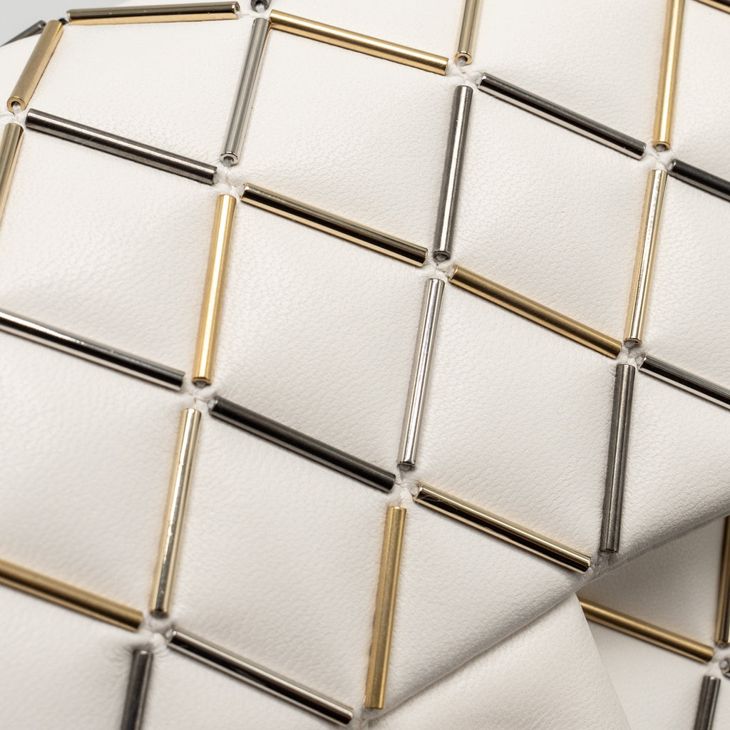 CHANEL BICOLOR METAL SMALL CLASSIC DOUBLE FLAP BAG LAMBSKIN WHITE MULITCOLOUR HARDWARE