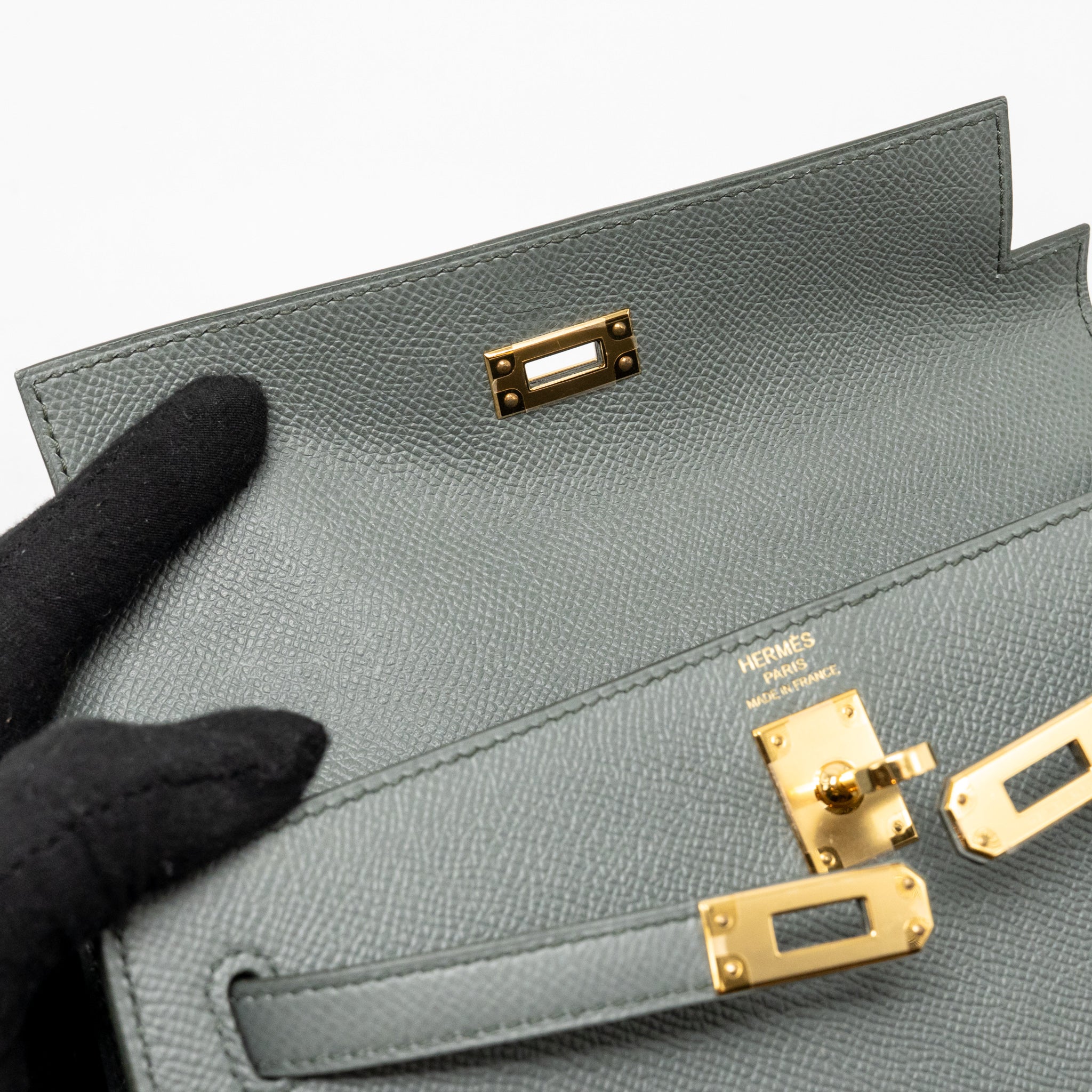 HERMES KELLY 25 EPSOM VERT AMANDE GHW