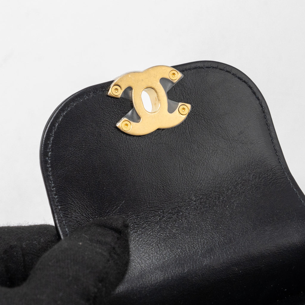 CHANEL 23K MINI SHOPPING TOTE CALFSKIN BLACK GHW(MICROCHIP)