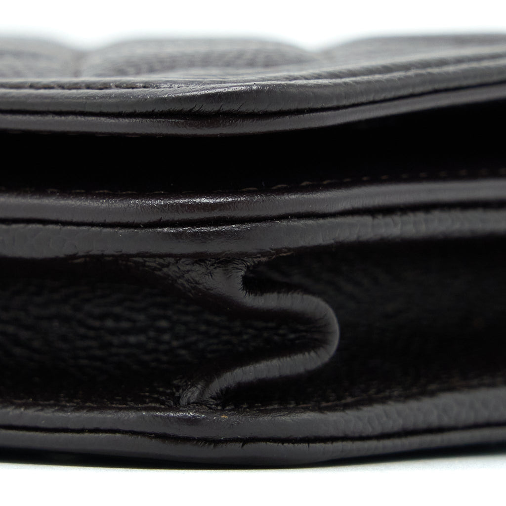 CHANEL BOY WALLET ON CHAIN GRAINED CALFSKIN BROWN LGHW (MICROCHIP)