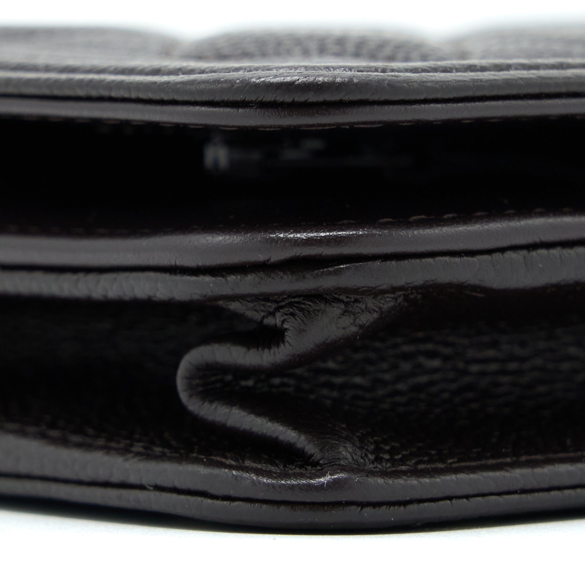 CHANEL BOY WALLET ON CHAIN GRAINED CALFSKIN BROWN LGHW (MICROCHIP)