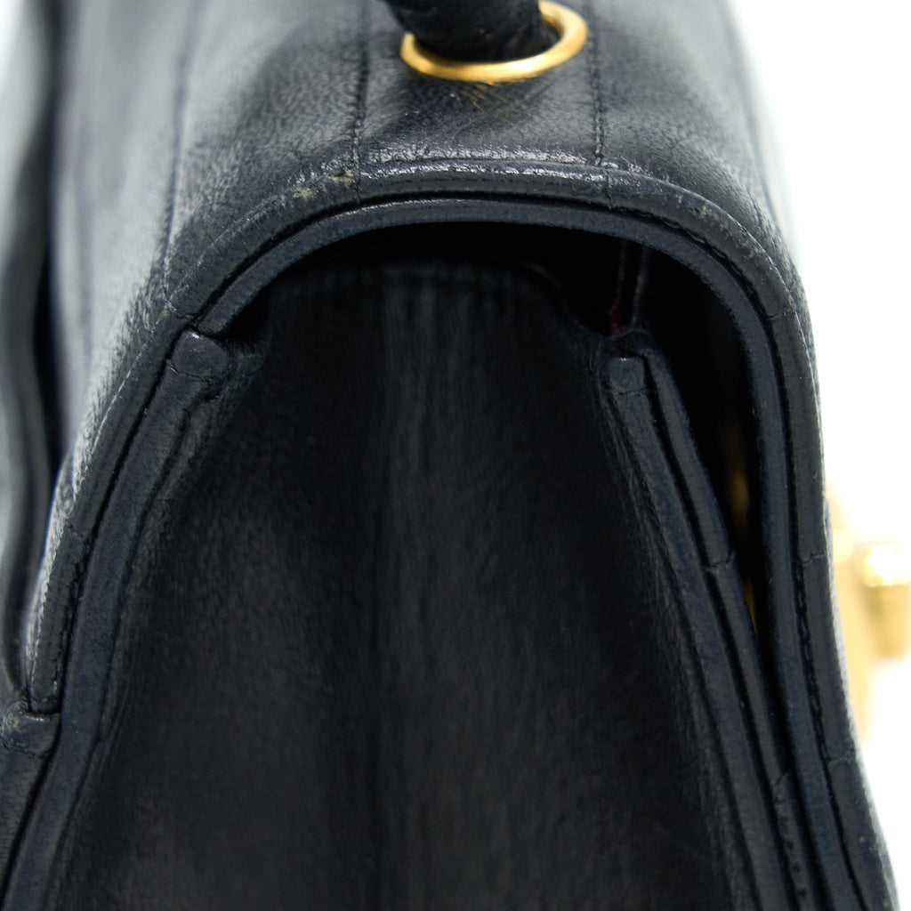 CHANEL VINTAGE KELLY FLAP BAG LAMBSKIN BLACK GHW