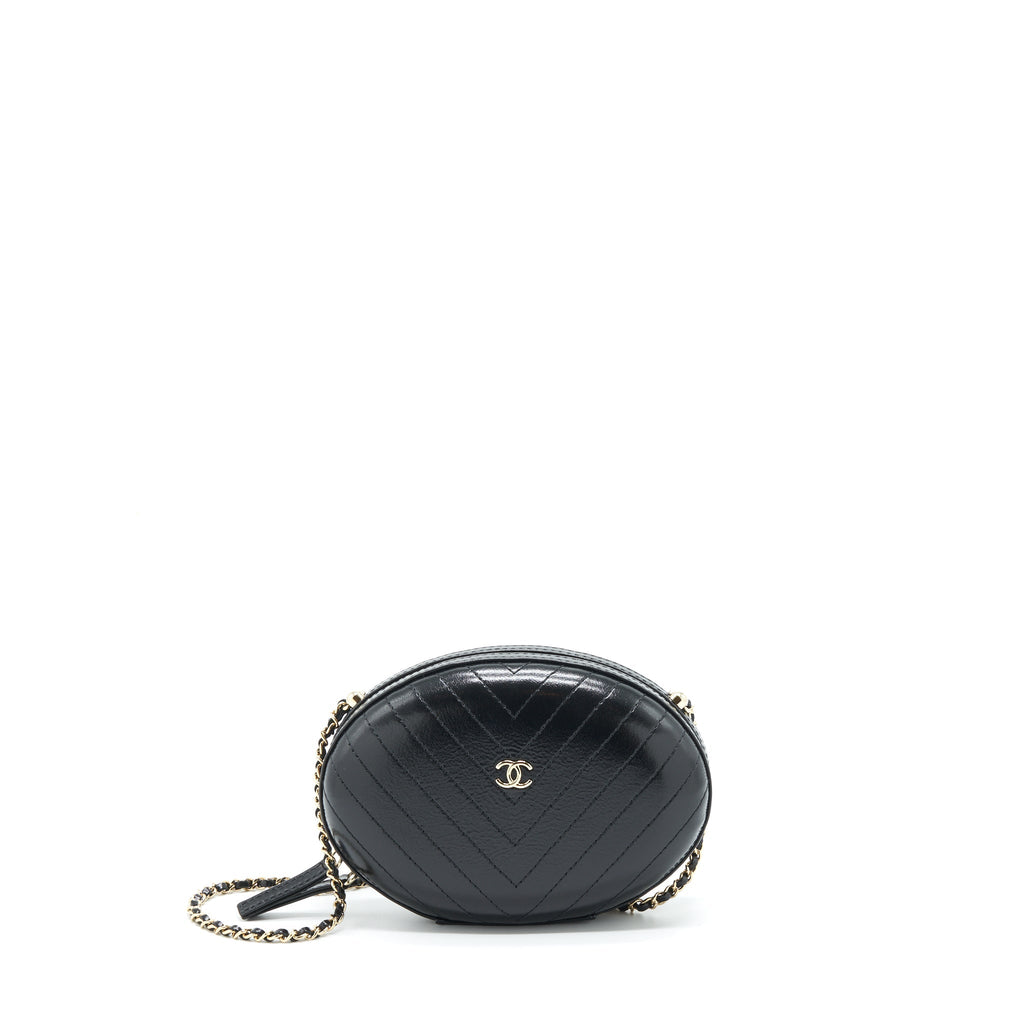 CHANEL LA PAUSA EVENING BAG CHEVRON CALFSKIN BLACK LGHW