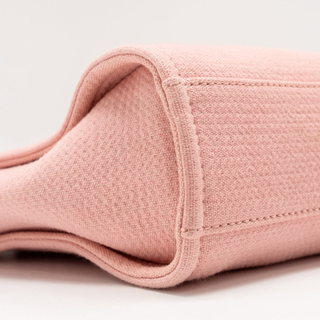 CHANEL DEAUVILLE PM TOTE BAG CANVAS PINK SHW (MICROCHIP)