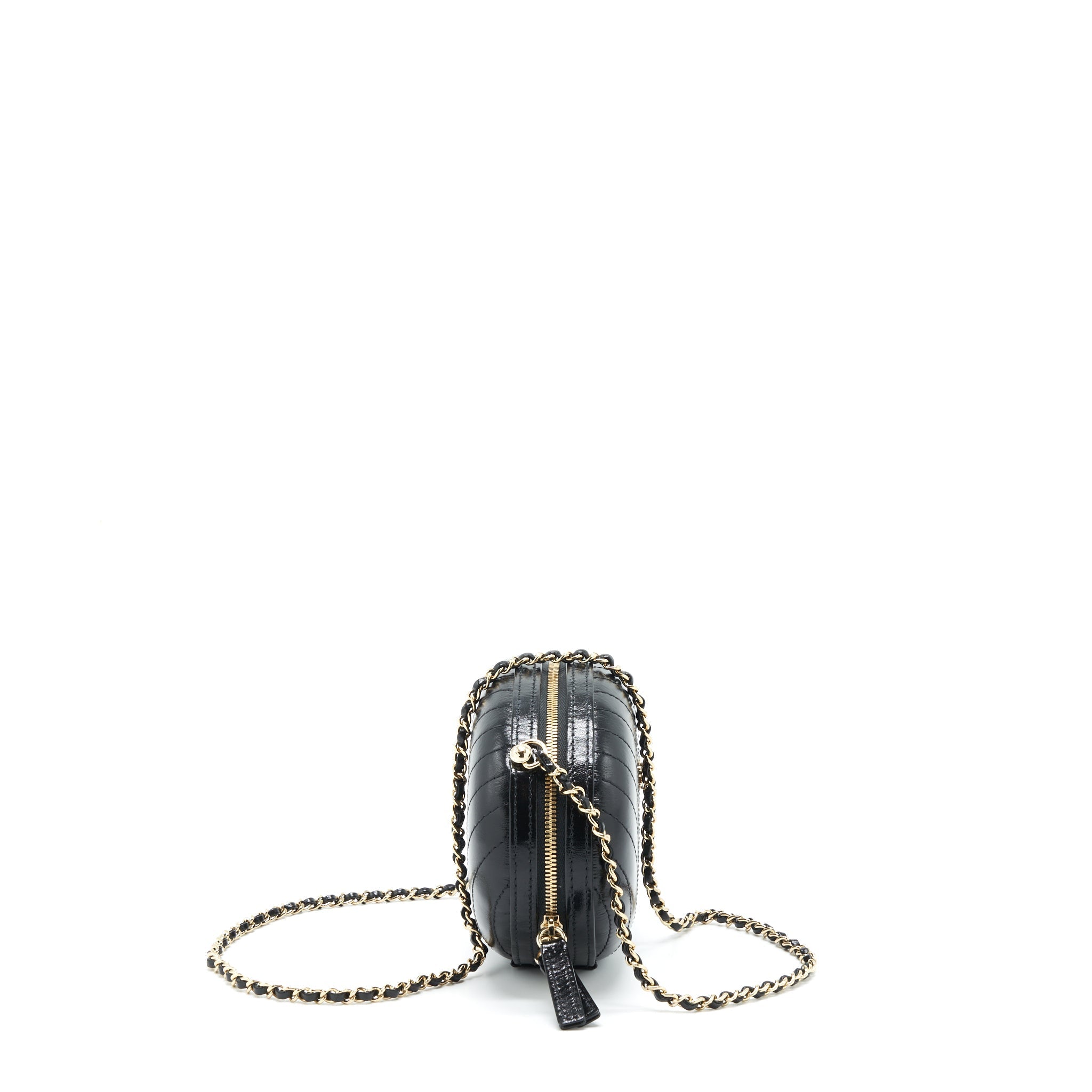 CHANEL LA PAUSA EVENING BAG CHEVRON CALFSKIN BLACK LGHW