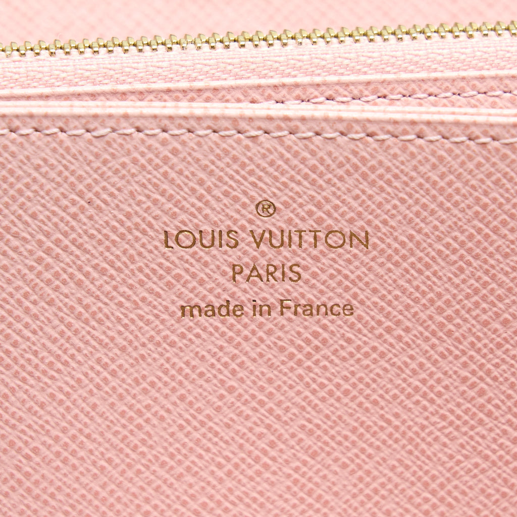 LOUIS VUITTON ZIPPY WALLET DAMIER EBENE CANVAS/ ROSE BALLERINE GHW