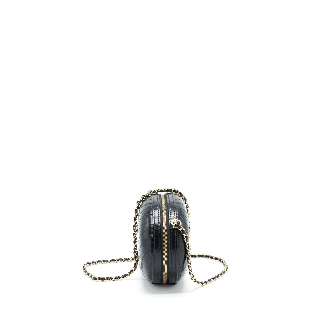 CHANEL LA PAUSA EVENING BAG CHEVRON CALFSKIN BLACK LGHW