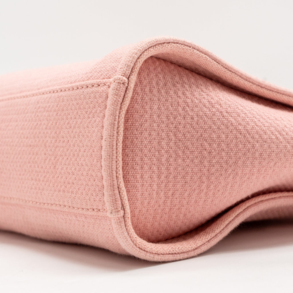 CHANEL DEAUVILLE PM TOTE BAG CANVAS PINK SHW (MICROCHIP)