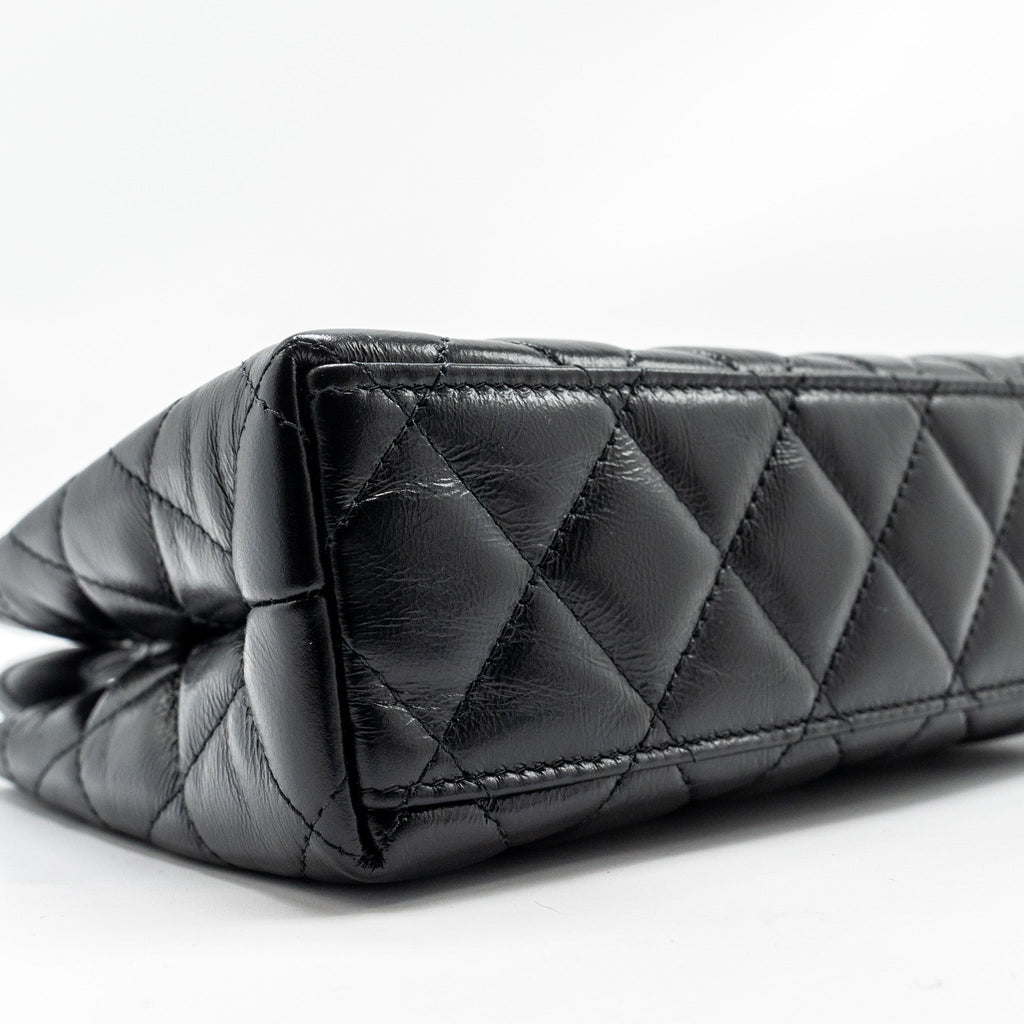 CHANEL MINI KELLY SHOPPING TOTE BAG CALFSKIN BLACK GHW (MICROCHIP)