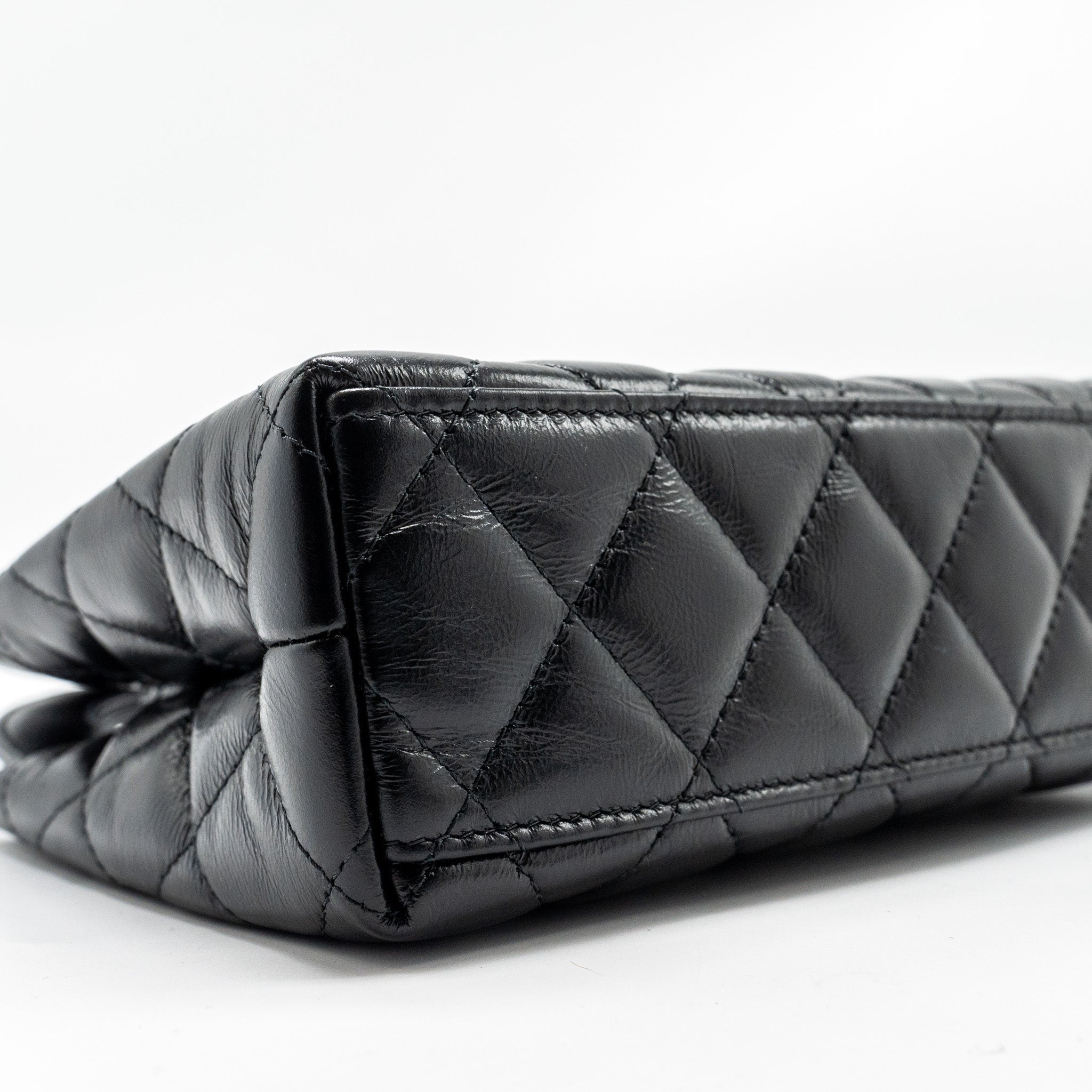 CHANEL MINI KELLY SHOPPING TOTE BAG CALFSKIN BLACK GHW (MICROCHIP)