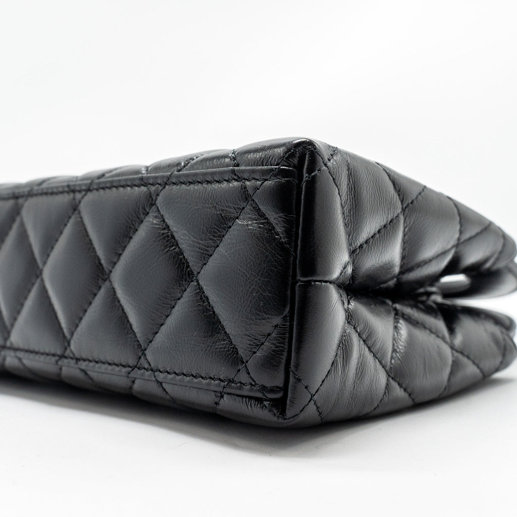 CHANEL MINI KELLY SHOPPING TOTE BAG CALFSKIN BLACK GHW (MICROCHIP)