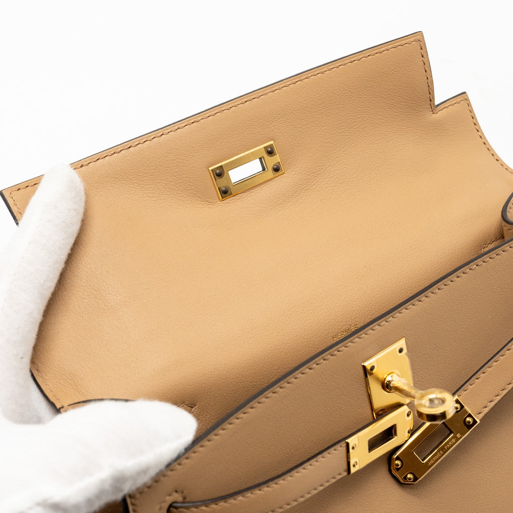 HERMES KELLY POCHETTE SWIFT 0M CHAI GHW