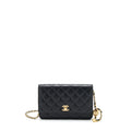 CHANEL PEARL CRUSH WALLET ON CHAIN LAMBSKIN BLACK GHW