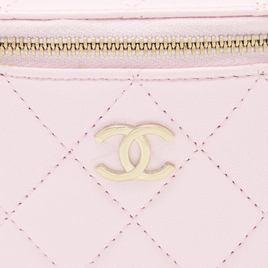 CHANEL TOP HANDLE MINI VANITY LAMBSKIN PINK LGHW