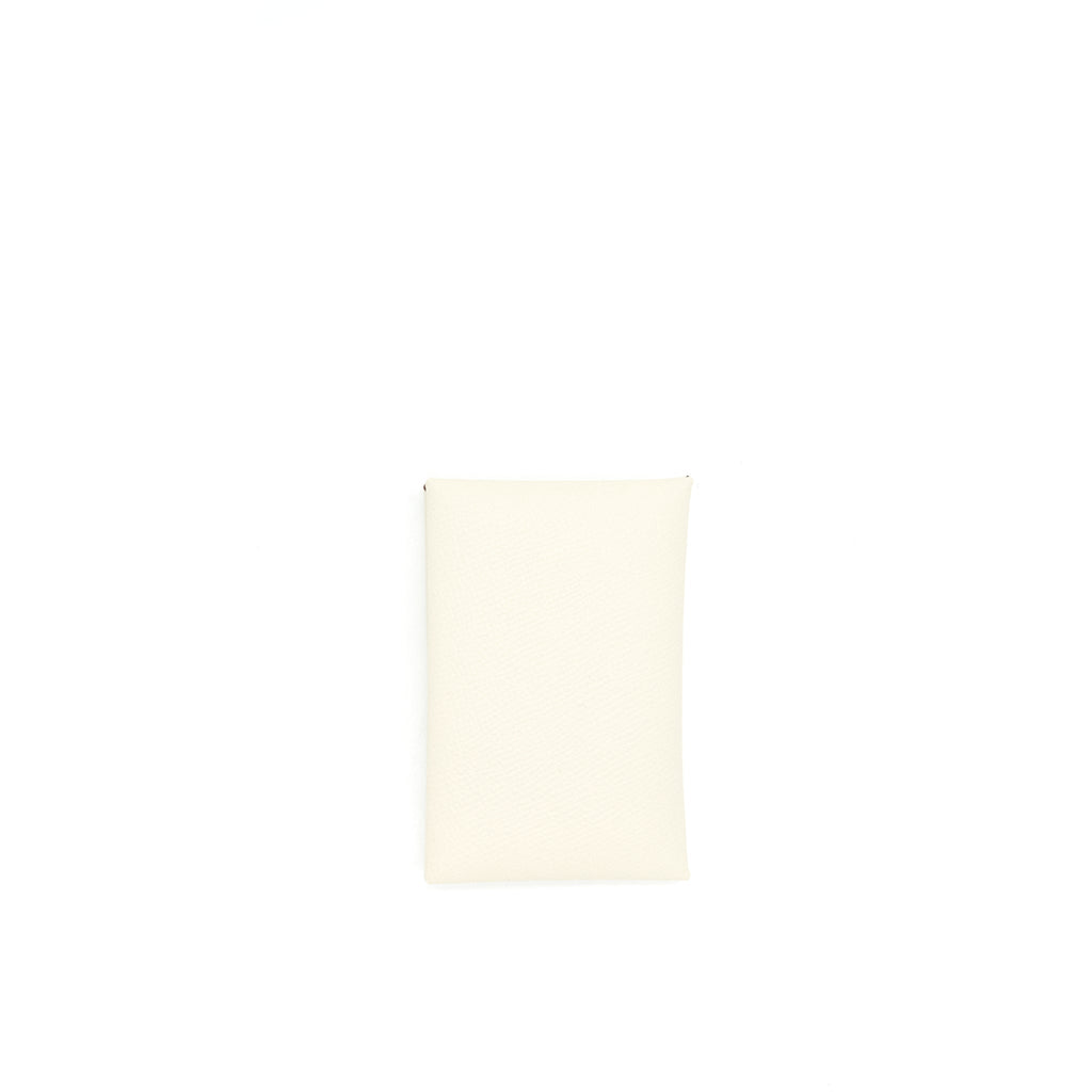 HERMES CALVI CARD HOLDER CRAIE / JAUNE AMBRE