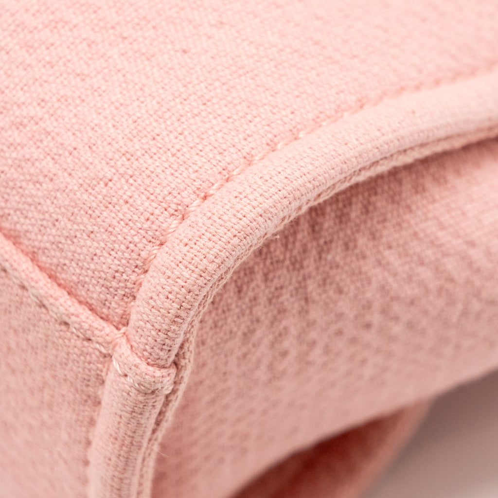 CHANEL DEAUVILLE PM TOTE BAG CANVAS PINK SHW (MICROCHIP)