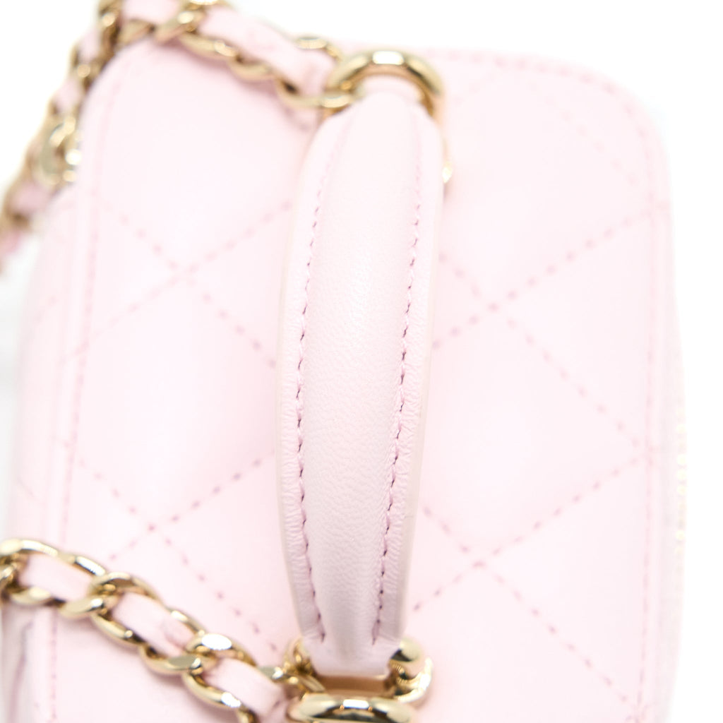CHANEL TOP HANDLE MINI VANITY LAMBSKIN PINK LGHW