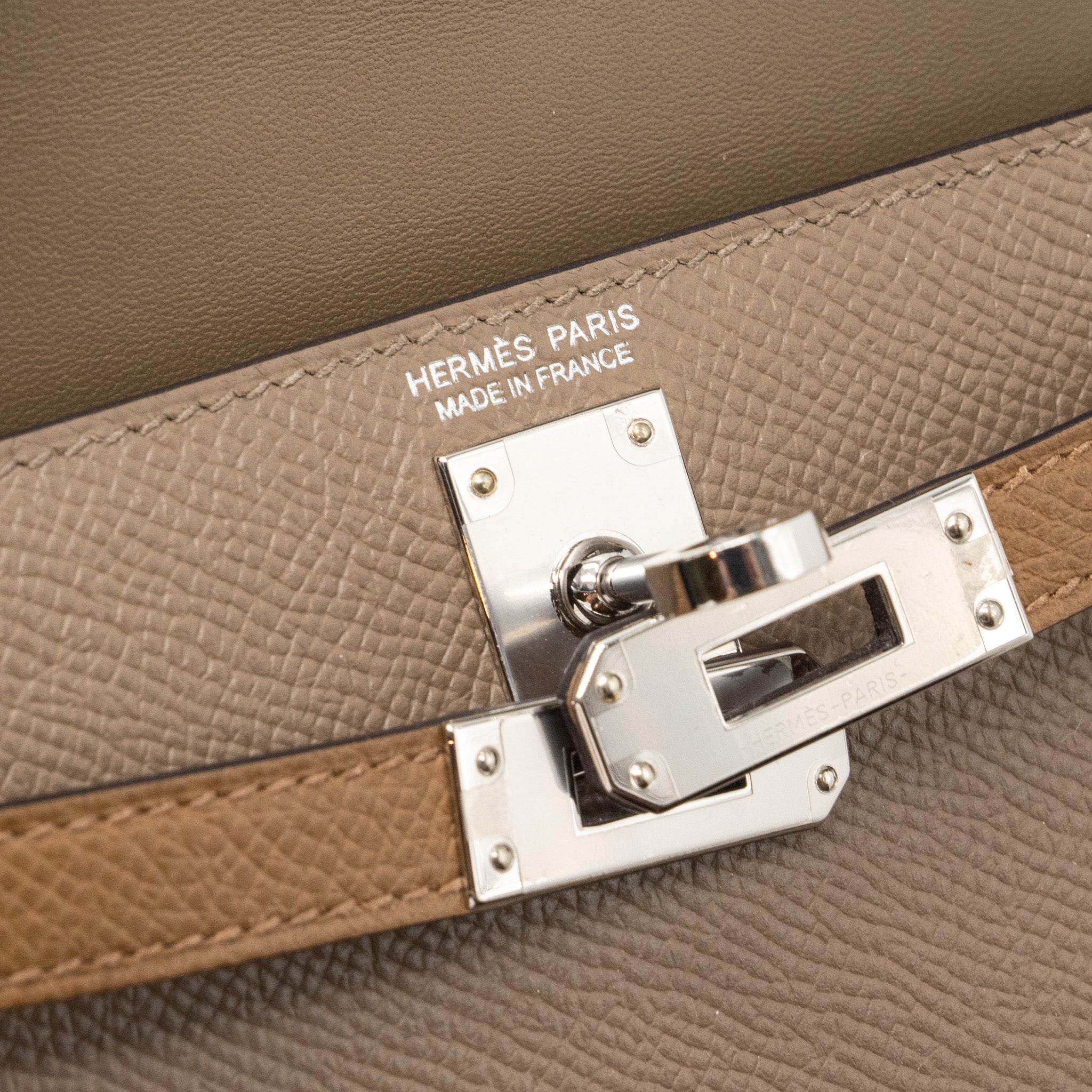 HERMES MINI KELLY II EPSOM ETOUPE/ ALEZAN/ BISCUIT SHW