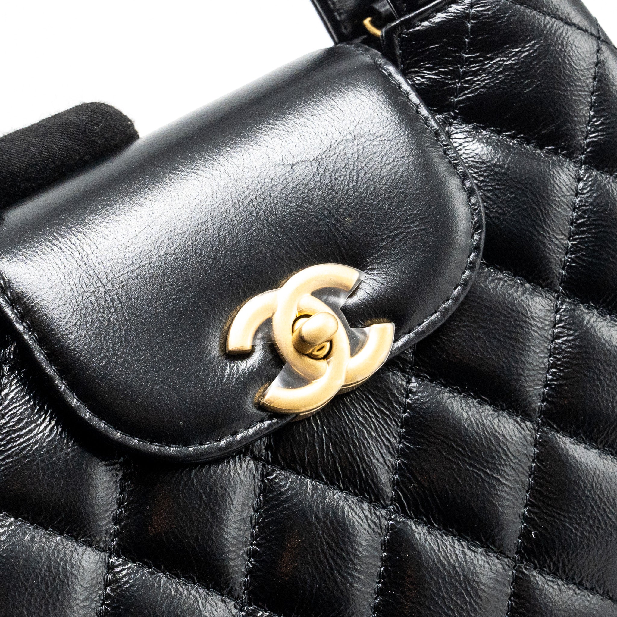 CHANEL MINI KELLY SHOPPING TOTE BAG CALFSKIN BLACK GHW (MICROCHIP)