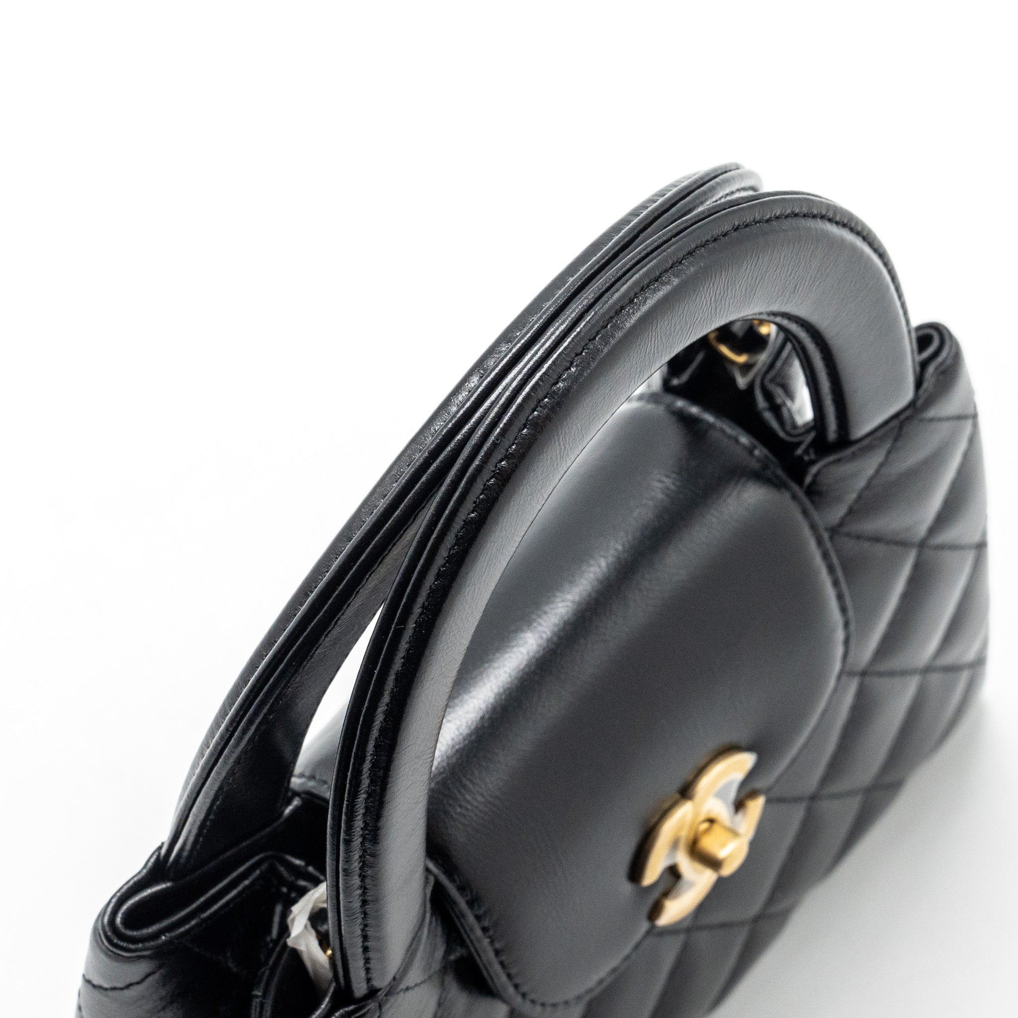 CHANEL MINI KELLY SHOPPING TOTE BAG CALFSKIN BLACK GHW (MICROCHIP)