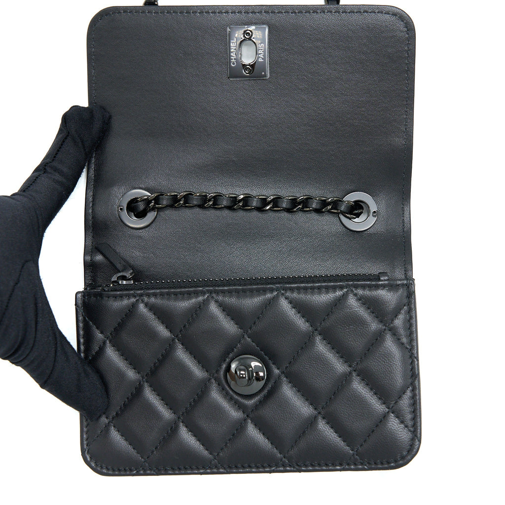 CHANEL SQUARE TRENDY CC WALLET ON CHAIN LAMBSKIN SO BLACK