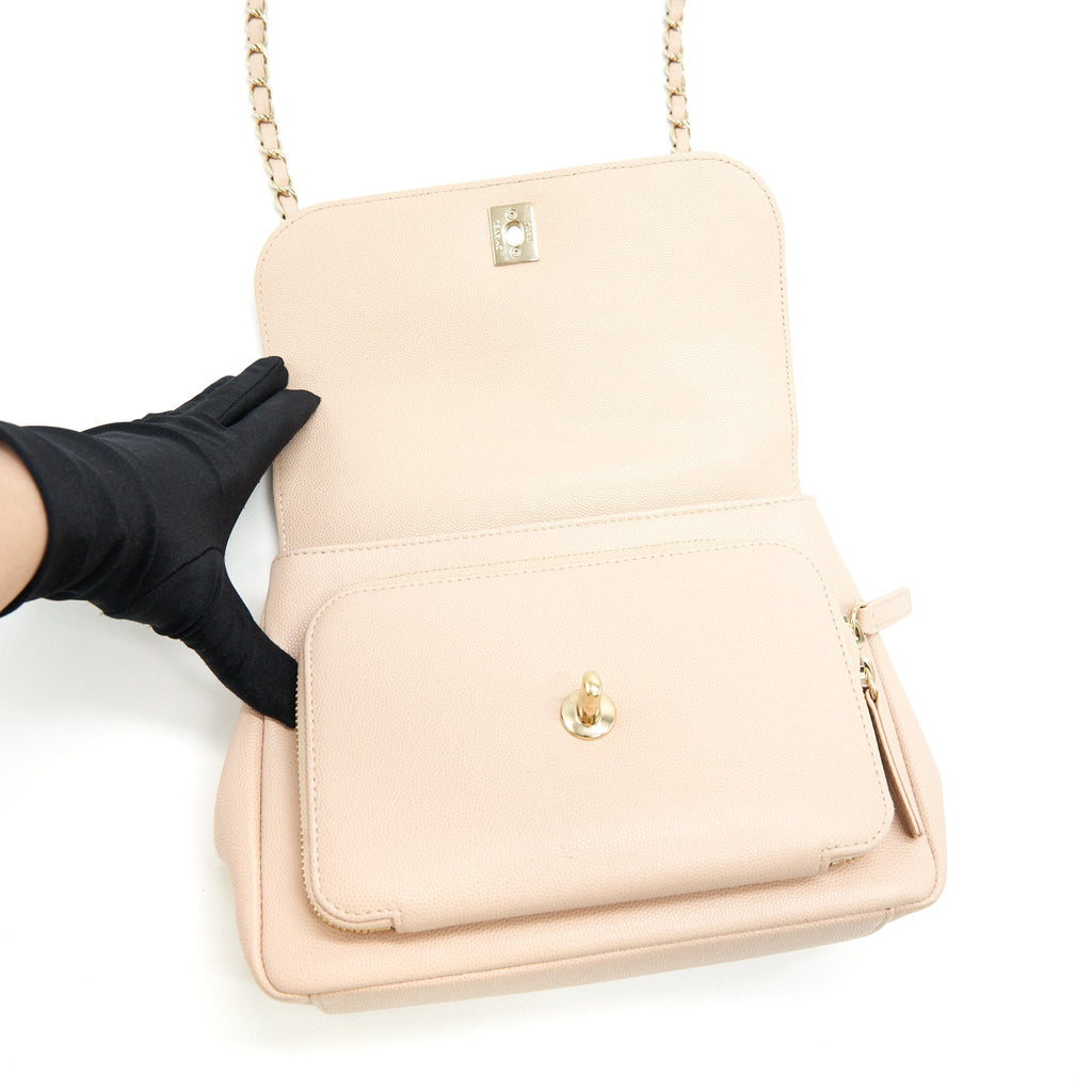 CHANEL BUSINESS AFFINITY FLAP BAG QUILTED CAVIAR MEDIUM BEIGE