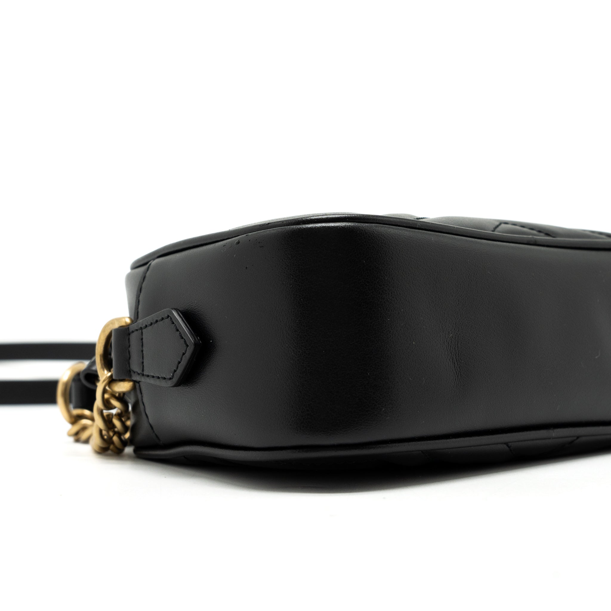 GUCCI GG MARMONT MATELASSE MINI BAG CALFSKIN BLACK GHW