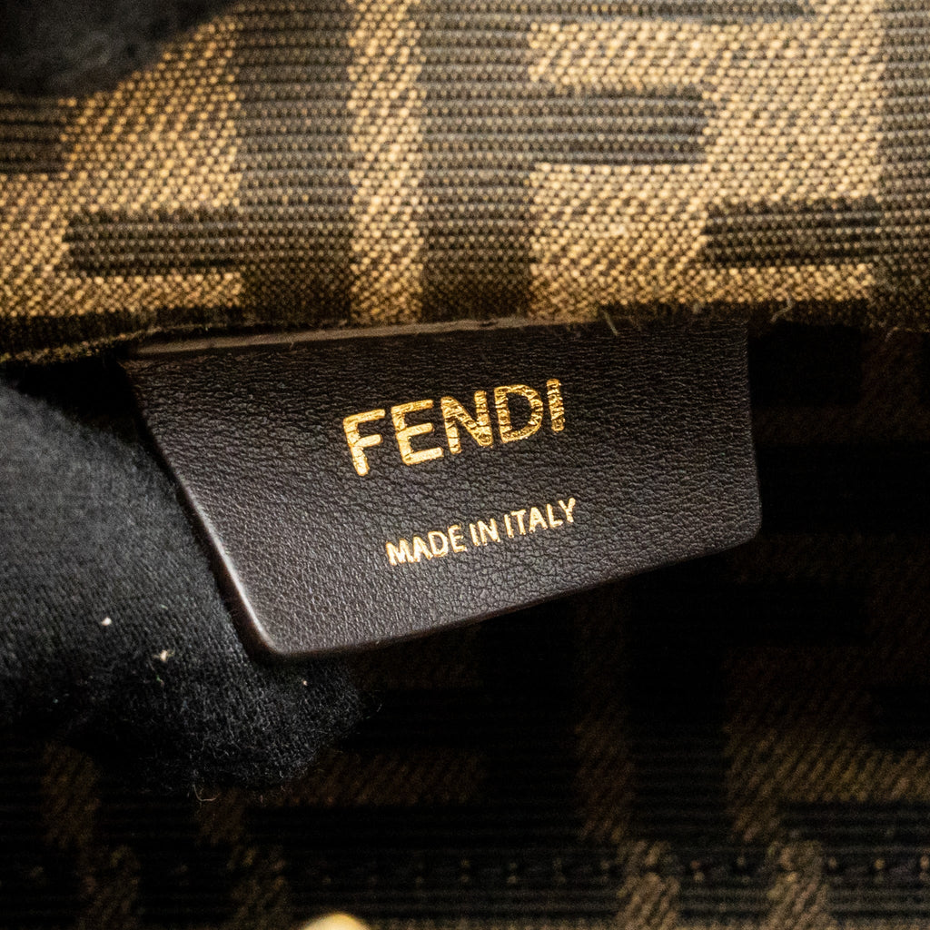 FENDI MEDIUM FENDI FIRST CLUTCH BAG SHEARLING BROWN GHW
