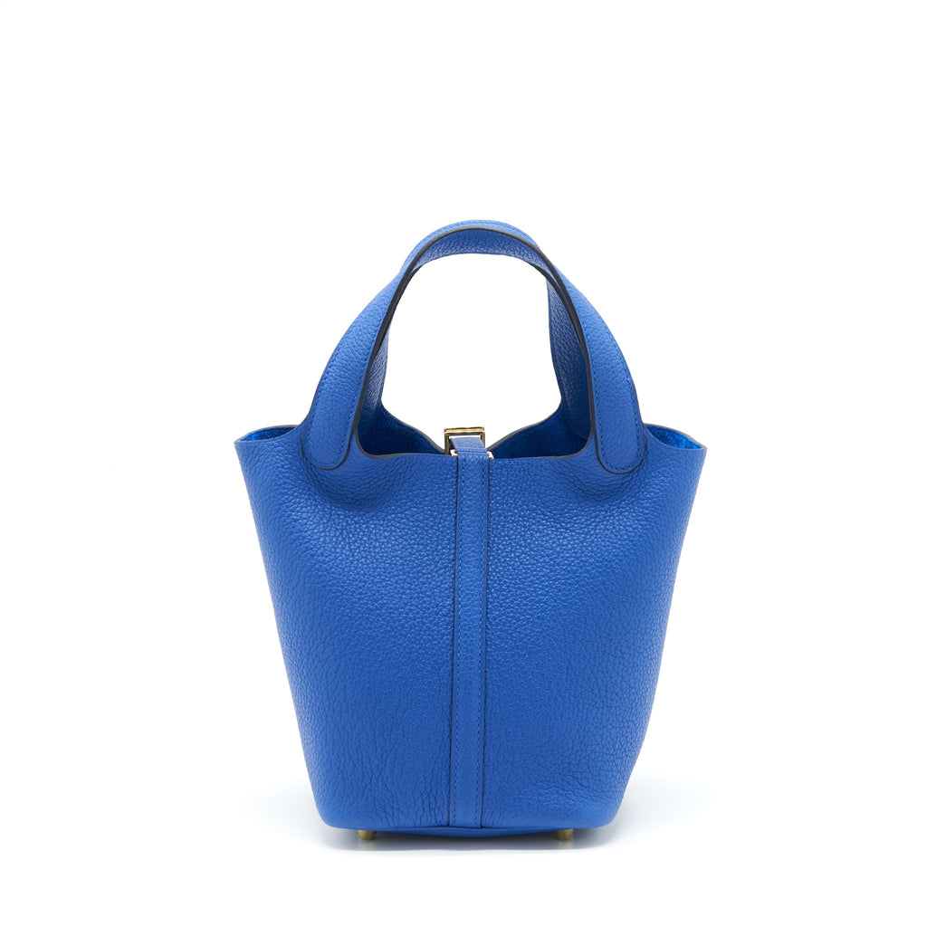 HERMES PICOTIN 18 LOCK BAG TAURILLON MAURICE BLEU DE FRANCE GHW
