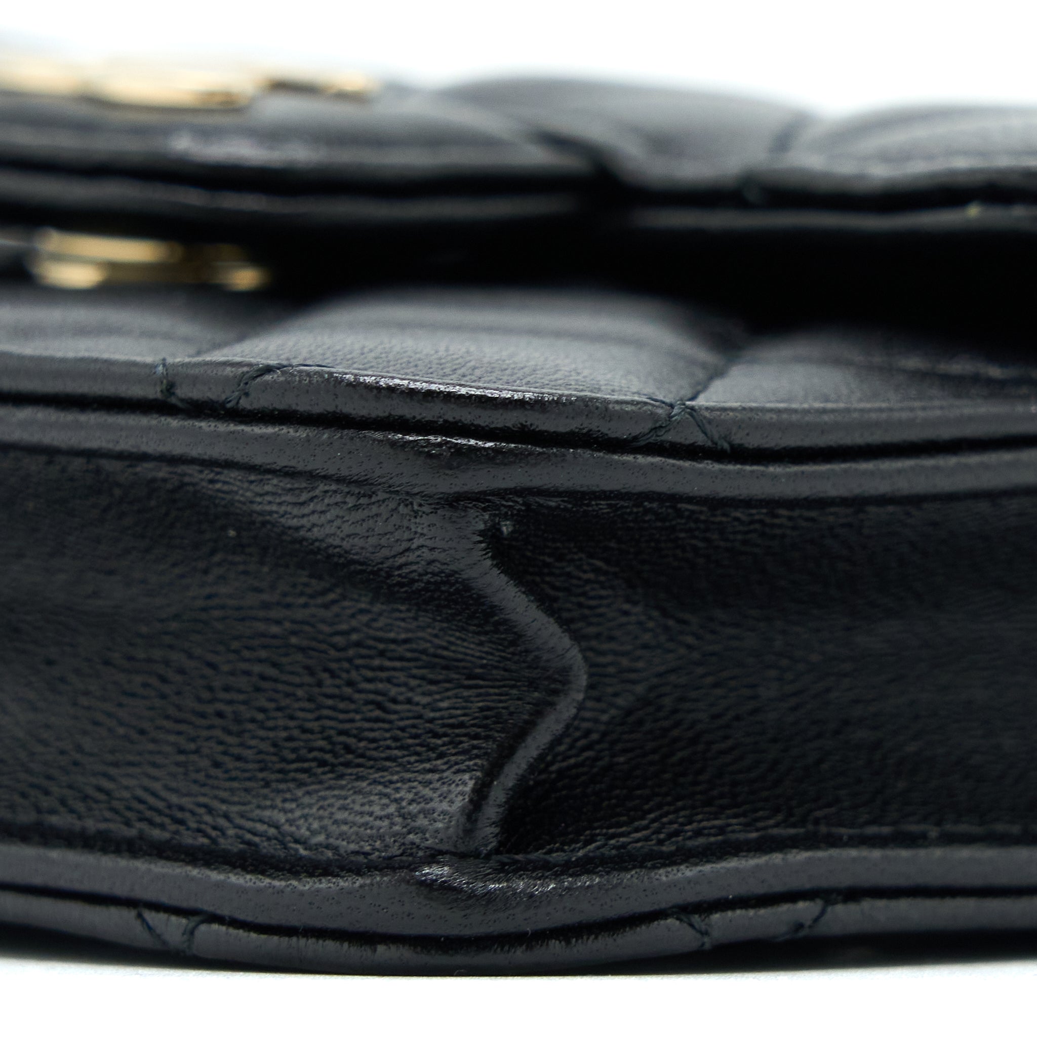 CHANEL MINI TOP HANDLE FLAP BAG LAMBSKIN BLACK LGHW