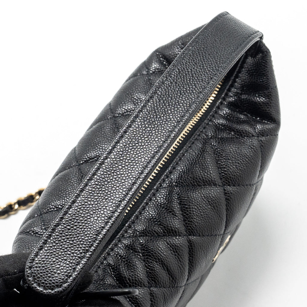 CHANEL 25C QUILTED HOBO BAG CAVIAR BLACK LGHW (MICROCHIP)