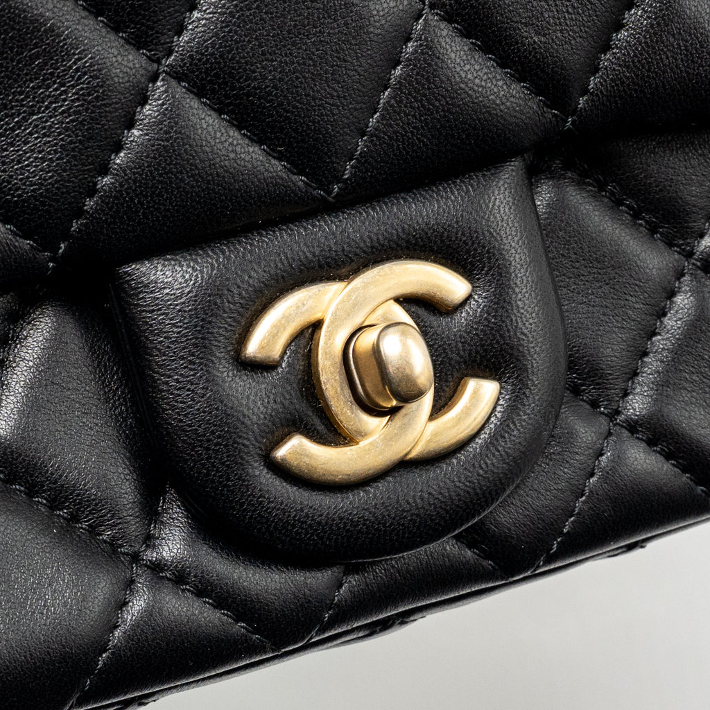CHANEL PEARL CRUSH MINI SQUARE LAMBSKIN BLACK GHW