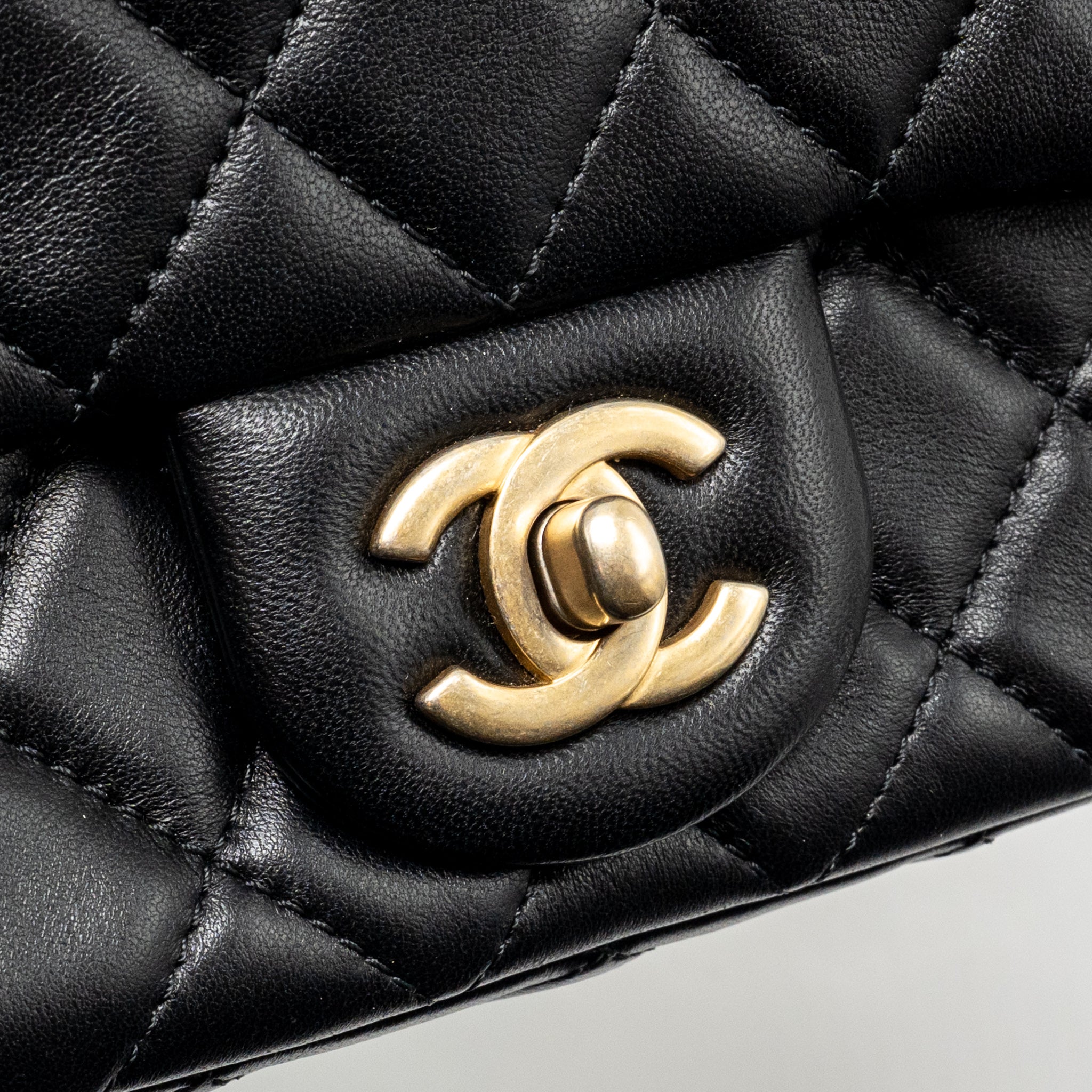 CHANEL PEARL CRUSH MINI SQUARE LAMBSKIN BLACK GHW