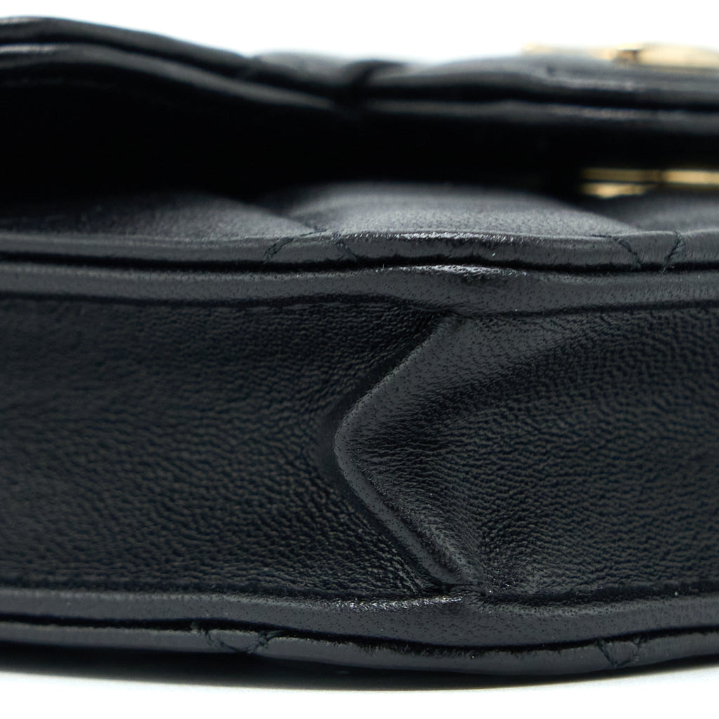 CHANEL MINI TOP HANDLE FLAP BAG LAMBSKIN BLACK LGHW