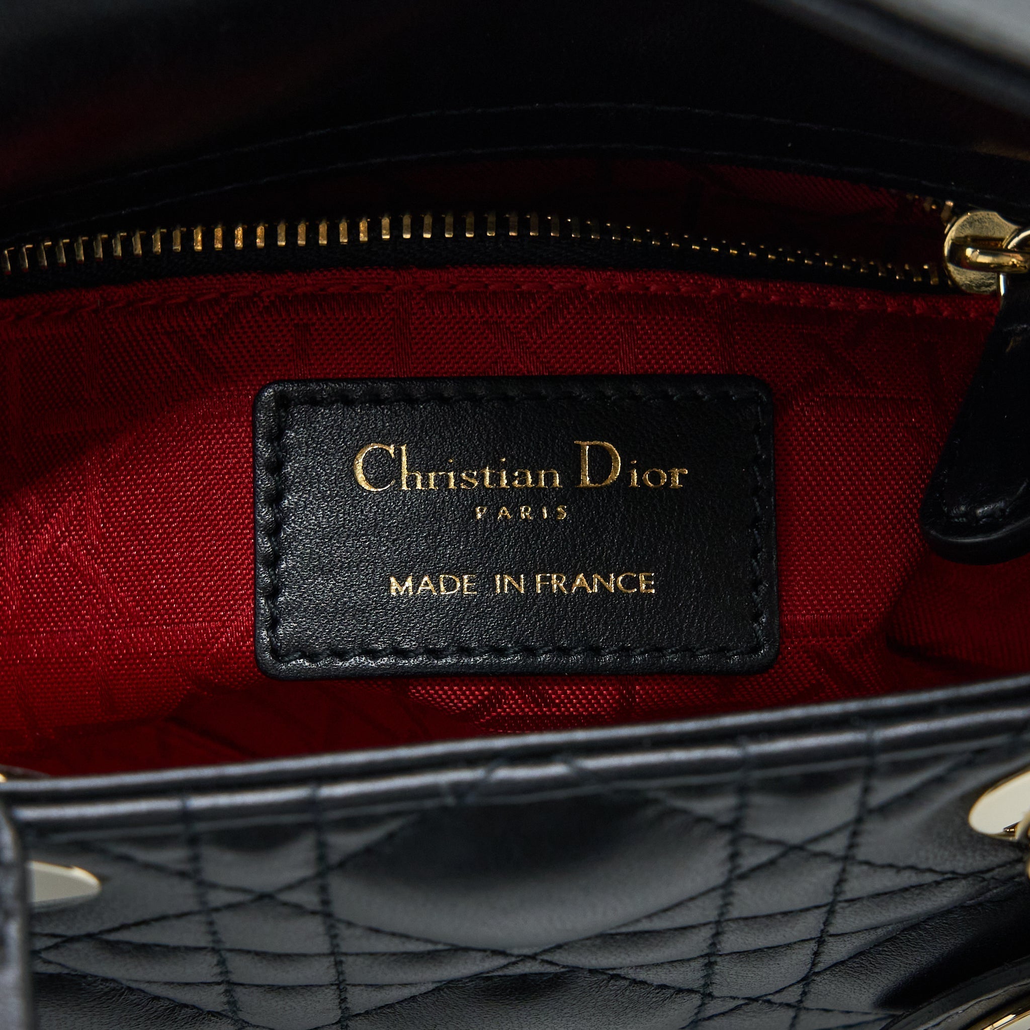 DIOR LADY DIOR MINI LAMBSKIN BLACK LGHW