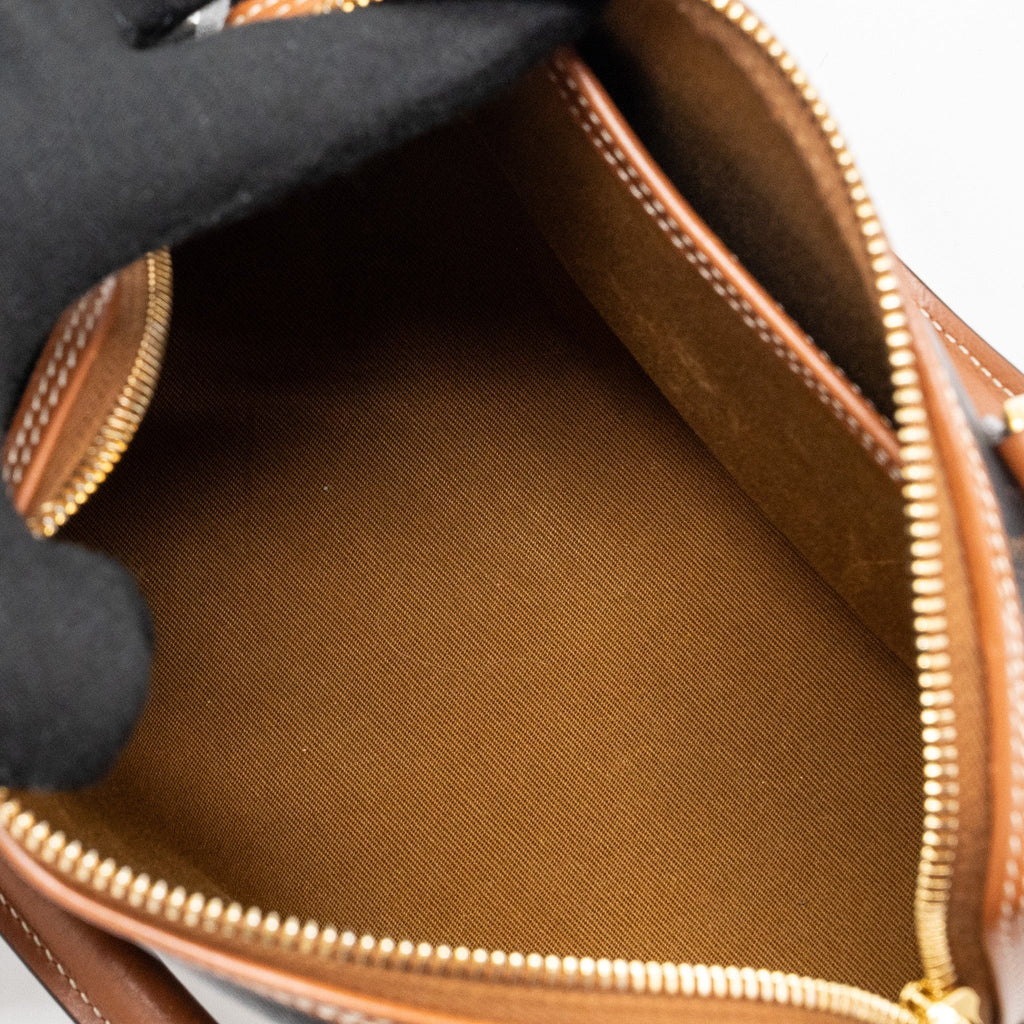 CELINE SMALL BOSTON BAG TRIOMPHE CANVAS/ LEATHER BROWN GHW
