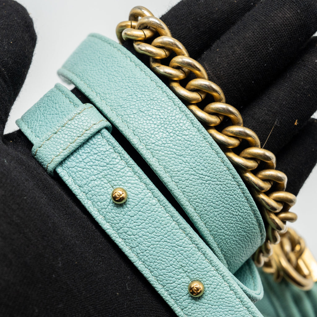 CHANEL NORTH SOUTH BOY BAG CAVIAR LIGHT BLUE GHW
