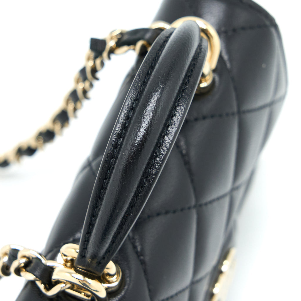 CHANEL MINI TOP HANDLE FLAP BAG LAMBSKIN BLACK LGHW