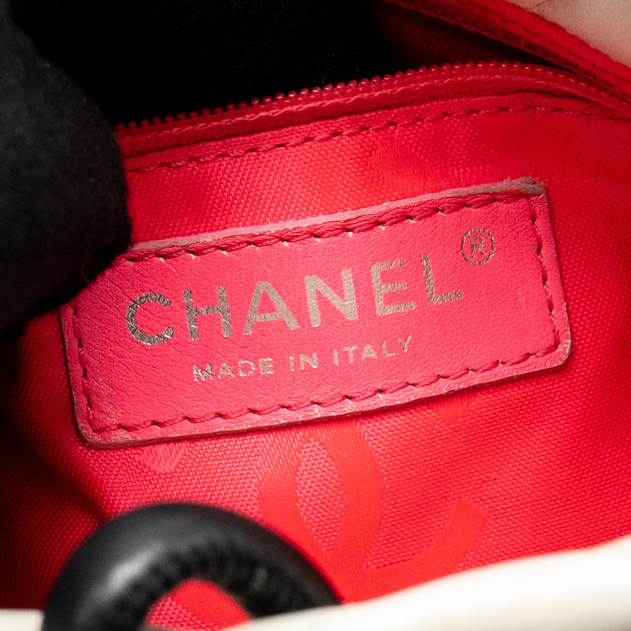 CHANEL SMALL CAMBON LIGNE SHOPPING TOTE BAG CALFSKIN BLACK/WHITE SHW
