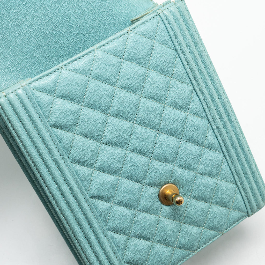 CHANEL NORTH SOUTH BOY BAG CAVIAR LIGHT BLUE GHW